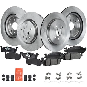 Disc Brake & Pad Kit For 13-19 Lincoln MKT Front and Rear Plain Surface 5-Lugs - Picture 1 of 12