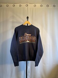Vintage Denver Broncos Sweatshirt Mens Large 24X26 Blue NFL Football Crewneck