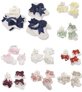 Baby White Lace Socks Frilly Bow Special Occasion Party Christening 0 3 6 12 18m - Picture 1 of 19