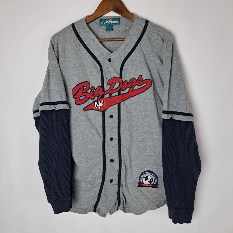Camisa de béisbol vintage Big Dogs para hombre mediana estilo botón delantero L/S Foto 1 de 4