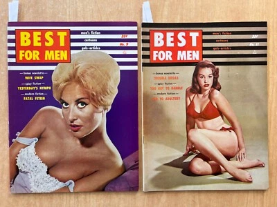 2 BEST FOR MEN Magazines 1963 June & October Pin-Up Cheesecake Glamour Foto 1 de 4