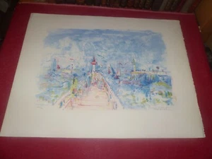 BERNARD LORIOT - "PHARE ROUGE (TROUVILLE)" BELLE LITHOGRAPHIE SIGNEE 1/200 1975 - Photo 1/12