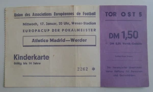 Entrada Werder Bremen-Atlético de Madrid 1961/62 Copa de Europa UEFA EC2 España N165 - Imagen 1 de 2