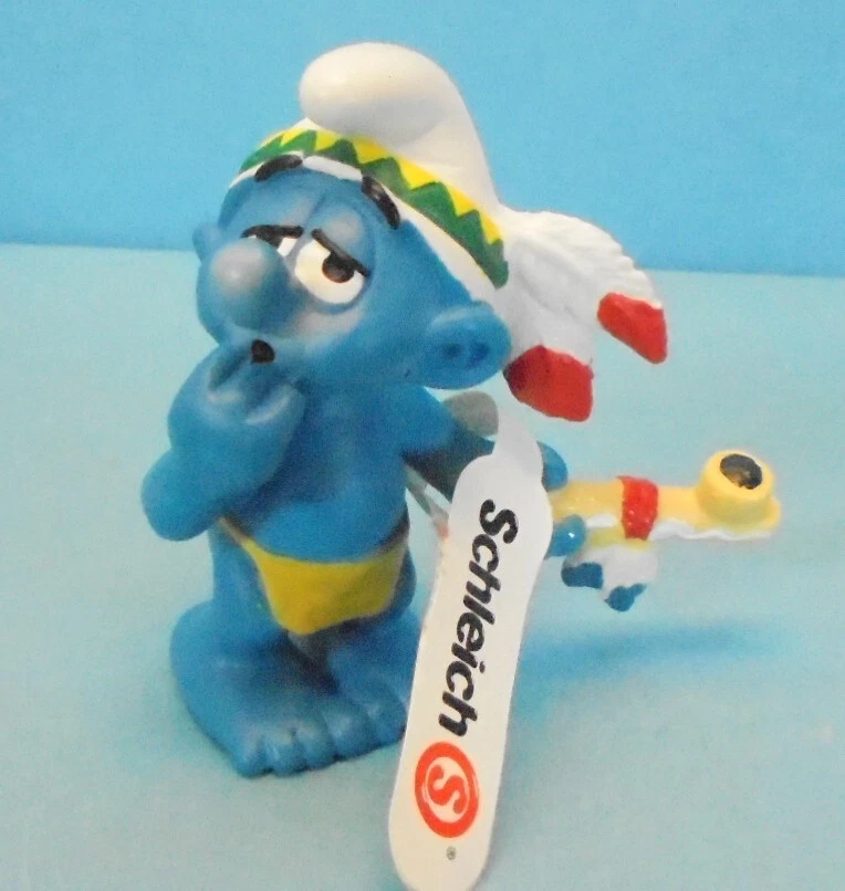 20553 Schlumpf mit KALUMET Friedenspfeife :  Nr. 1 Indianer Schleich CE - Bild 1 von 1