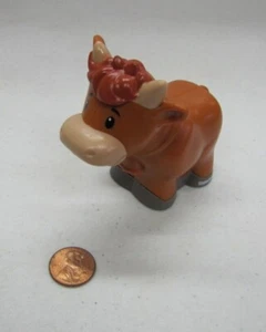New! Fisher Price Little People Large Brown Cow Bull W Horns ~ Farm Zoo Nativity - Picture 1 of 3