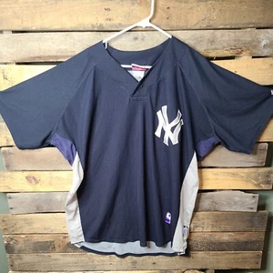 NY Yankees Majestic Cool Base Warm Up Top 1 Button Mens XL - Picture 1 of 8