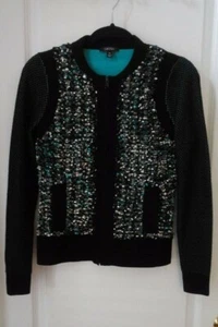 Carlisle türkis schwarz weiß Pullover Jacke durchgehender Reißverschluss Taschen Gr. XS Reg. 395 - Bild 1 von 4