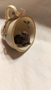 Vintage Dachshund Ceramic Tea Cup Christmas Ornament - Picture 1 of 2