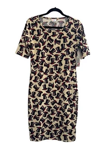 NWT LuLaRoe Medium Julia Tshirt Dress Uncle Sam Hats 4th July Patriotic #2532 - Picture 1 of 7