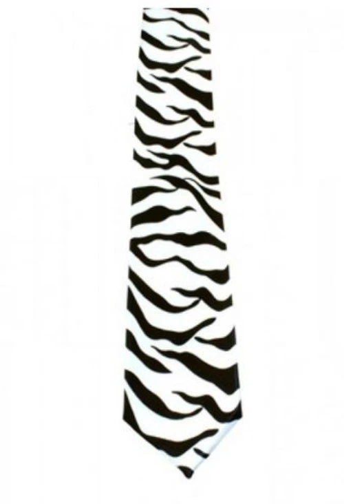 Unisex Novedad Elegante Vestido Blanco y Negro Cebra Estampado Animal Corbata Delgada Totalmente Nuevo Foto 1 de 1