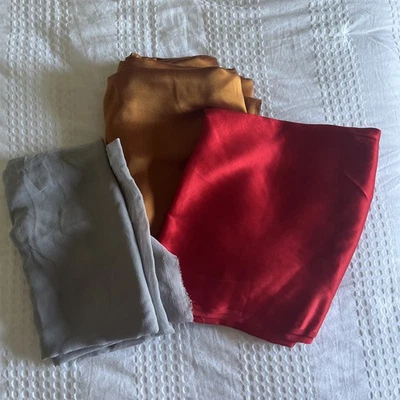 Five Yards Beautiful Silk Fabric, Very Nice Condition, Three Pieces Total - Image 1 of 4