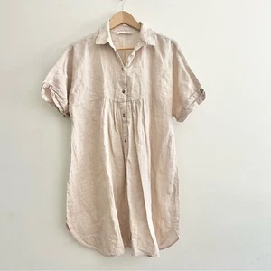 Zara Kids or Women’s Petite 100% Linen Beige Tunic or Babydoll Dress Sz 13-14 - Picture 1 of 8