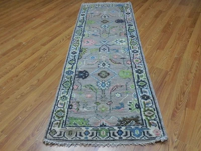 Alfombra turca Oushak, alfombra moderna multicolor, alfombra bohemia hecha a mano, 2,9 x 8 pies Foto 1 de 4