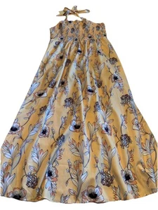 Yellow Floral Summer Dress XXL Polyester 44” Flare Skirt Stretch Top - Picture 1 of 20