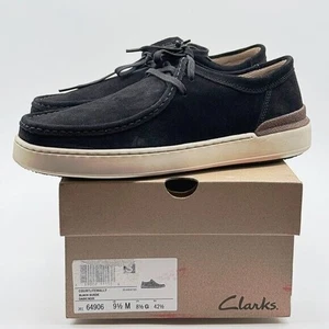 NEW Clarks Courtlite Wally Suede Loafers Size 9.5 Mens Black Suede - Picture 1 of 8