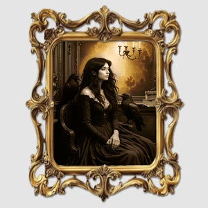 Moody Raven Victorian Painting Print Dark Academia Gothic Lady Wall Art Goth - Picture 1 of 35