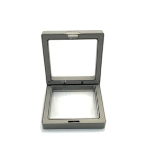 3D Floating Frame Display Case Gray Collectibles Shells Pins 2.75" Square - Picture 1 of 4