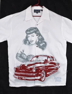 Vintage Iconic Bettie Page Pinup Girl Mens Extra Large Button Up Shirt - Picture 1 of 14