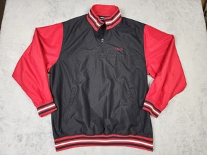 Reebok Pullover Jacke Herren Large schwarz rot Viertelreißverschluss Windbreaker Retro Vintage - Bild 1 von 14