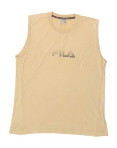 FILA Mens Graphic Vest Top Large Beige Cotton DA68 - Picture 1 of 3