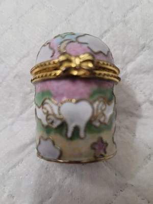 Tooth Fairy Limoges Style Porcelain Mini Jar hinged lid CBK Limited Taiwan 1990 - Image 1 of 4