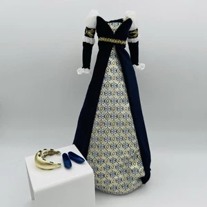 Barbie Doll Renaissance Gown Dress Outfit Princess Shoes Headband Pink Label - Picture 1 of 1