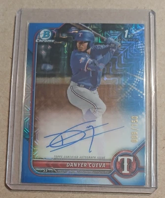 2022 Danyer Cueva Bowman Chrome 1st Blue Mojo Refractor Auto RC 009/150 #CPA-DCA - Image 1 of 4