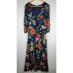 Maxi abito Tropical Hawaii floreale XL trasparente manica 3/4 resort crociera colorato - Foto 1 di 14