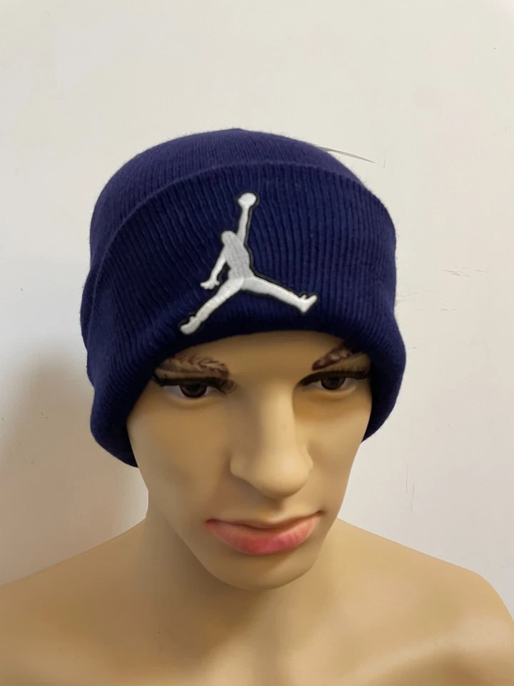 Gorro Jordan Logo Bordado Para Hombre Informal Exterior Invierno Cálido Tejido Sombreros Azul Foto 1 de 3