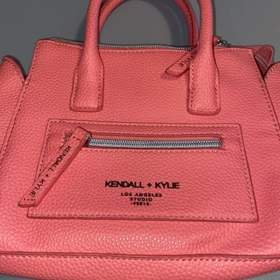 Kendall + Kylie Purse Mini Pink Pebbled Texture Black Lining Four Compartments  - Image 1 of 4