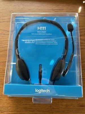 Logitech H111 Stereo Headset w/ Rotating Microphone Adjustable 3.5mm - Image 1 of 2