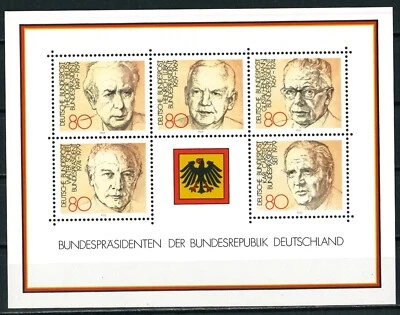 GERMANY BUNDESPOST 1982 Minisheet - Presidents of the Federal Republic - MNH - Image 1 of 2