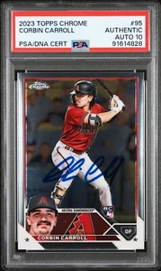 CORBIN CARROLL Signed Autographed 2023 Topps Chrome Card RC #95 PSA/DNA Auto 10 - Picture 1 of 2