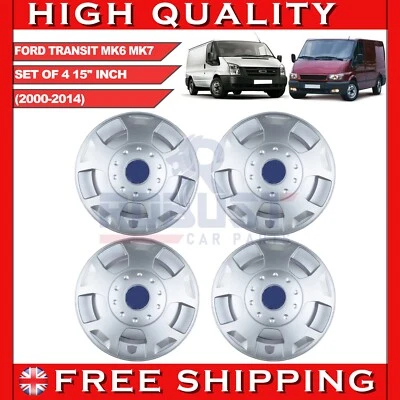 4X 15 INCH WHEEL TRIM HUB CAP COVER FOR FORD TRANSIT MK6 MK7 1534793 (2000-2014) - Image 1 of 4