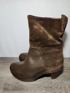 KDB Kelsie Dagger Brooklyn Suede & Leather Studded Rivets Heels Boots - Picture 1 of 6