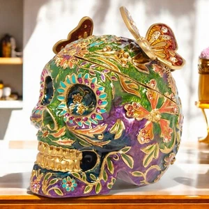 Jay Strongwater Rivera Skull With Butterflies Box SDH7406-289 - Picture 1 of 8
