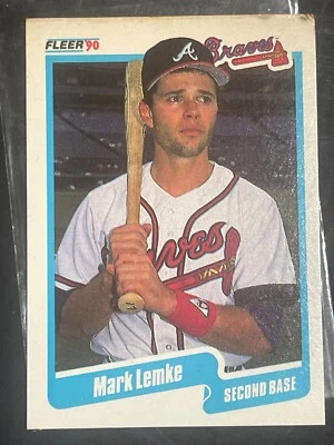 1990 Fleer Mark Lemke Atlanta Braves 587 ABSOLUTE MINT Card With Two Errors - Image 1 of 3