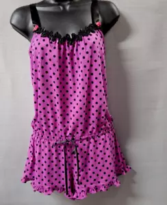 Betsey Johnson Intimates Sleep Lounge Romper Size SMALL Purple Polka Dot Pattern - Picture 1 of 11