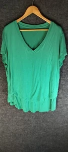 Damen V-Ausschnitt T-Shirt Grün Gr. XL Kurzarm Pullover - Bild 1 von 6