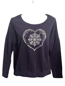 NY&CO Talla Grande Morado Metálico Plata Corazón Manga Larga Sudadera - Imagen 1 de 4