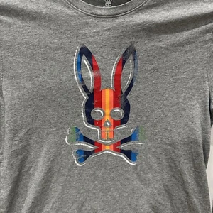 Psycho Bunny Shirt Men's 5 Long Sleeve Rainbow Logo Graphic Gray Colorful - Picture 1 of 9
