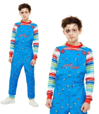 Garçons Chucky Déguisement Enfant Jeu sous Licence Salopette Halloween - Photo 1/2