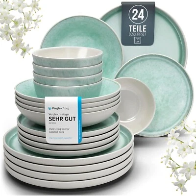 Geschirrset Steingut Türkis 24-tlg Ibiza | 6 Personen | UVP 179€ jetzt 119€ NEU - Bild 1 von 4