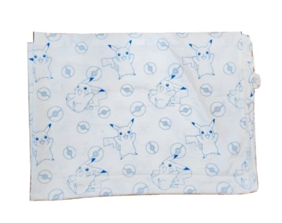 Pokemon Hoja Doble Hoja Hoja Plana Nintendo Raro Pikachu Pokeball Tela Blanco Azul Foto 1 de 4