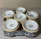 Passover Seder Pesach Sectional Tray - 6 Small Bowls - Porcelain & Wicker