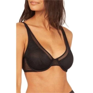 NWT LIVELY The Smooth Lace Plunge Bra In Jet Black Sz 38B Underwire Comfortable - Picture 1 of 15