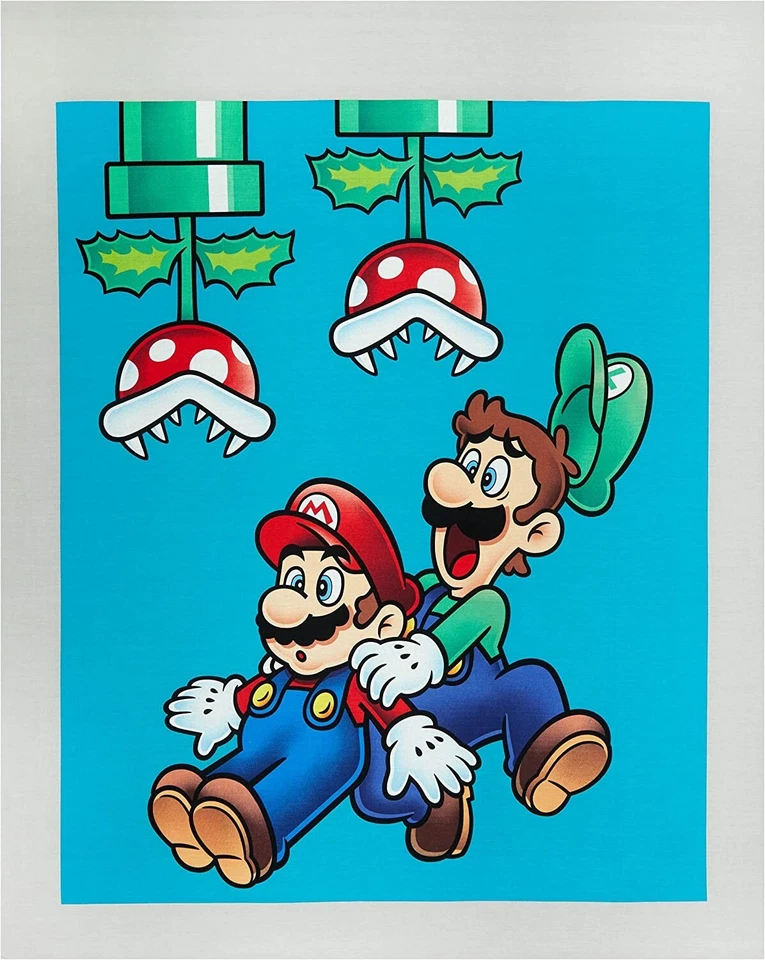 36" X 44" Panel Mario Bros Jump Luigi Kids Video Game Fabric Panel D564.58 - Image 1 of 1