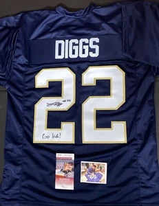 Logan Diggs Notre Dame Irish Autographed Signed Blue Jersey JSA WITNESS COA - Picture 1 of 2