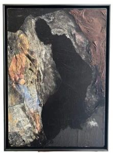 S. Arbesfeld 21" Dark Collage Art 90s Introspective Female Self Shadow Figure - Picture 1 of 7