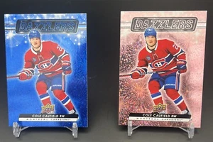 2023-24 Upper Deck Series 2 (2) Cole Caufield Dazzlers (1) Pink (1) Blue - Picture 1 of 5